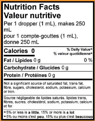 Orange Vanilla , Nutrition Fact Table