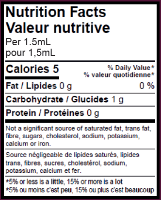 Cerise Noire, Black Cherry , Nutrition Fact Table