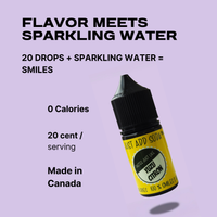 Yuzu Citron flavor bottle with promotional text on a purple background